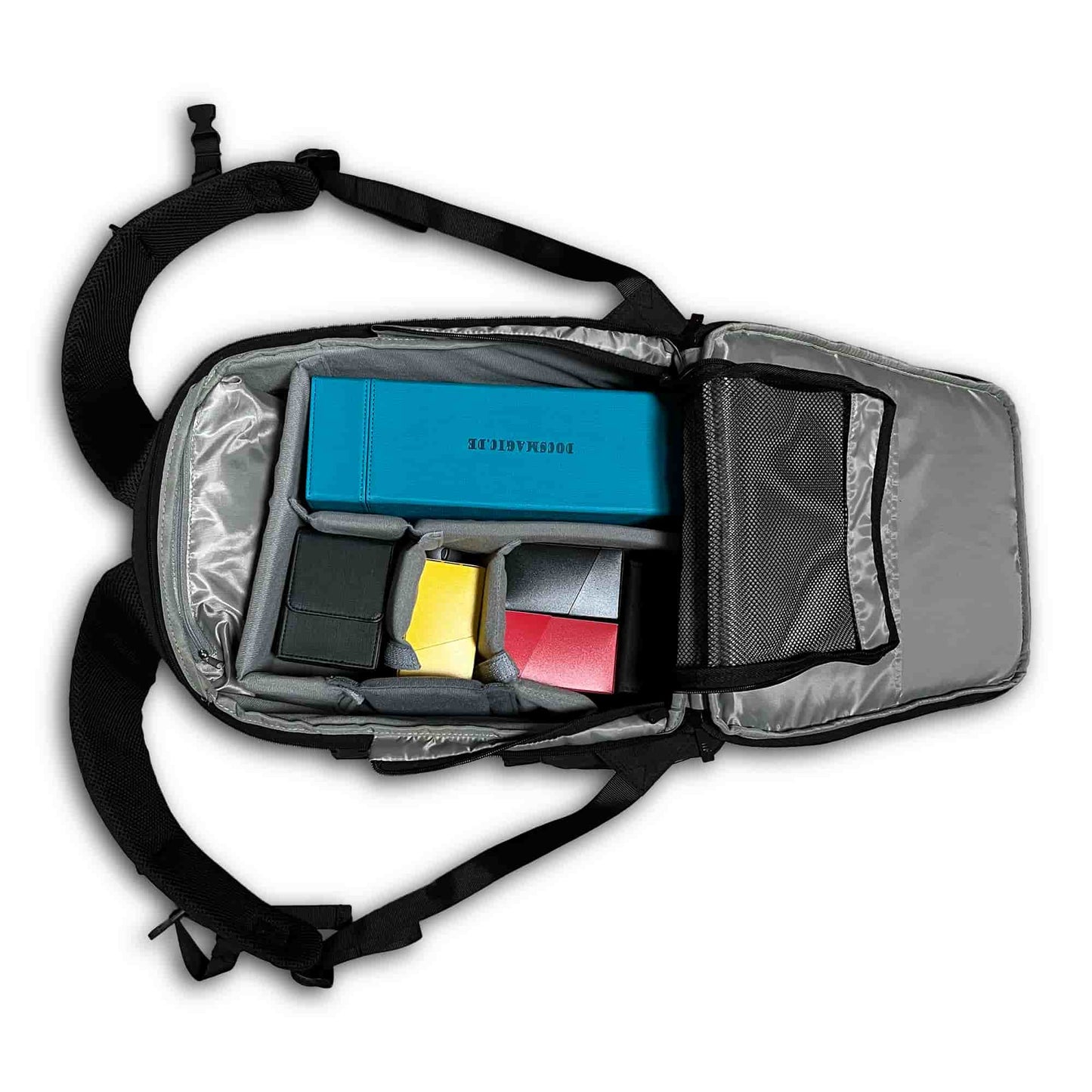 backpack with compartments for deck boxes