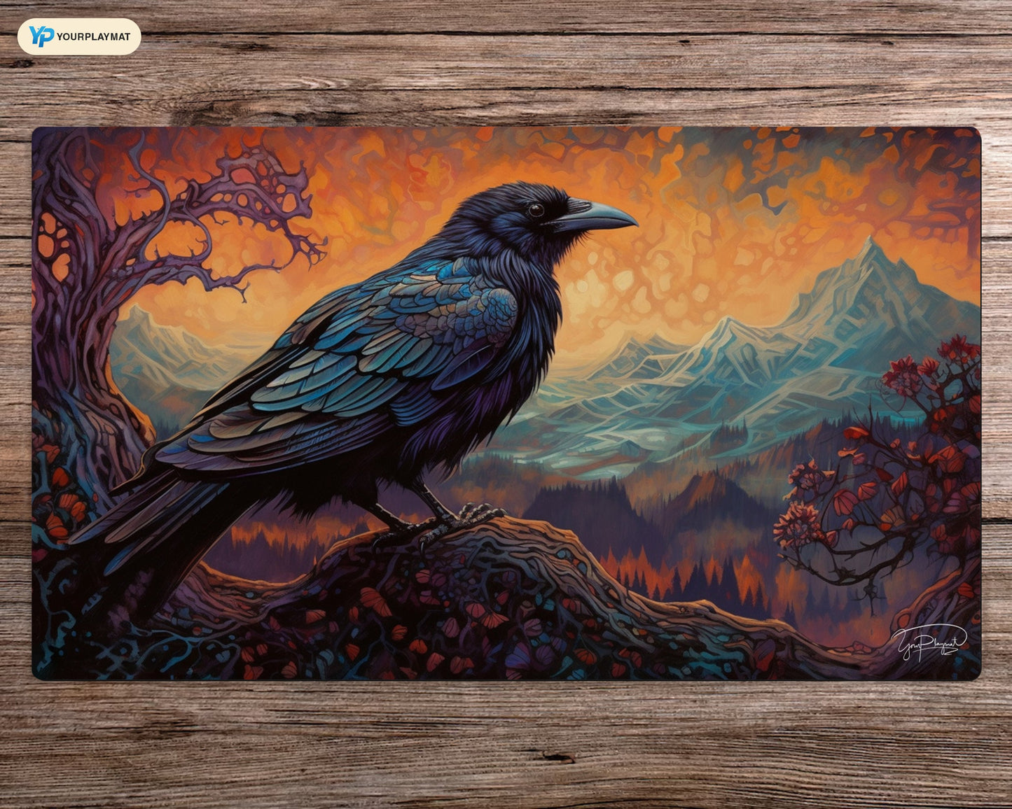 Mystical Raven's Gaze - MTG Spielmatte - 24 x 14 inches - MTG Geschenke - MTG Zubehör - Magie Tischmatte