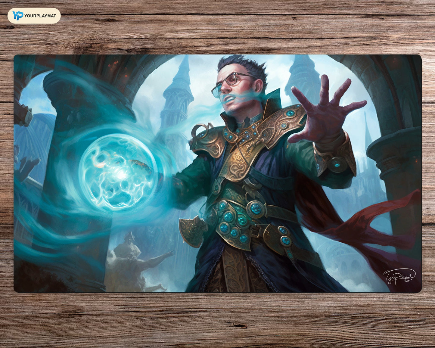 Mastery of Blue Wizard's Optic Art - MTG Spielmatte - 24 x 14 inches - MTG Geschenke - MTG Zubehör - Magie Tischmatte