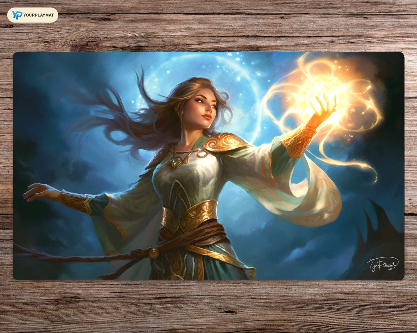 White Wizard's Blessing - MTG Spielmatte - 24 x 14 inches - MTG Geschenke - MTG Zubehör - Magie Tischmatte