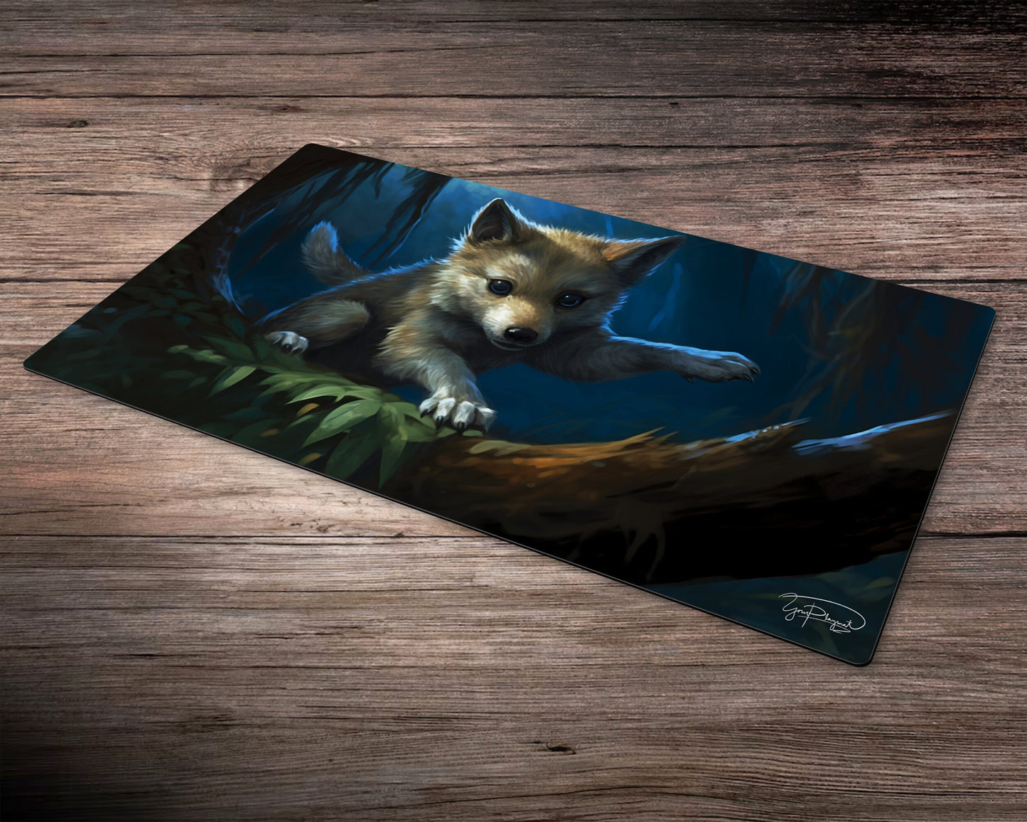 Wolf Pup Vigilance - MTG Spielmatte - 24 x 14 inches - MTG Geschenke - MTG Zubehör - Magie Tischmatte