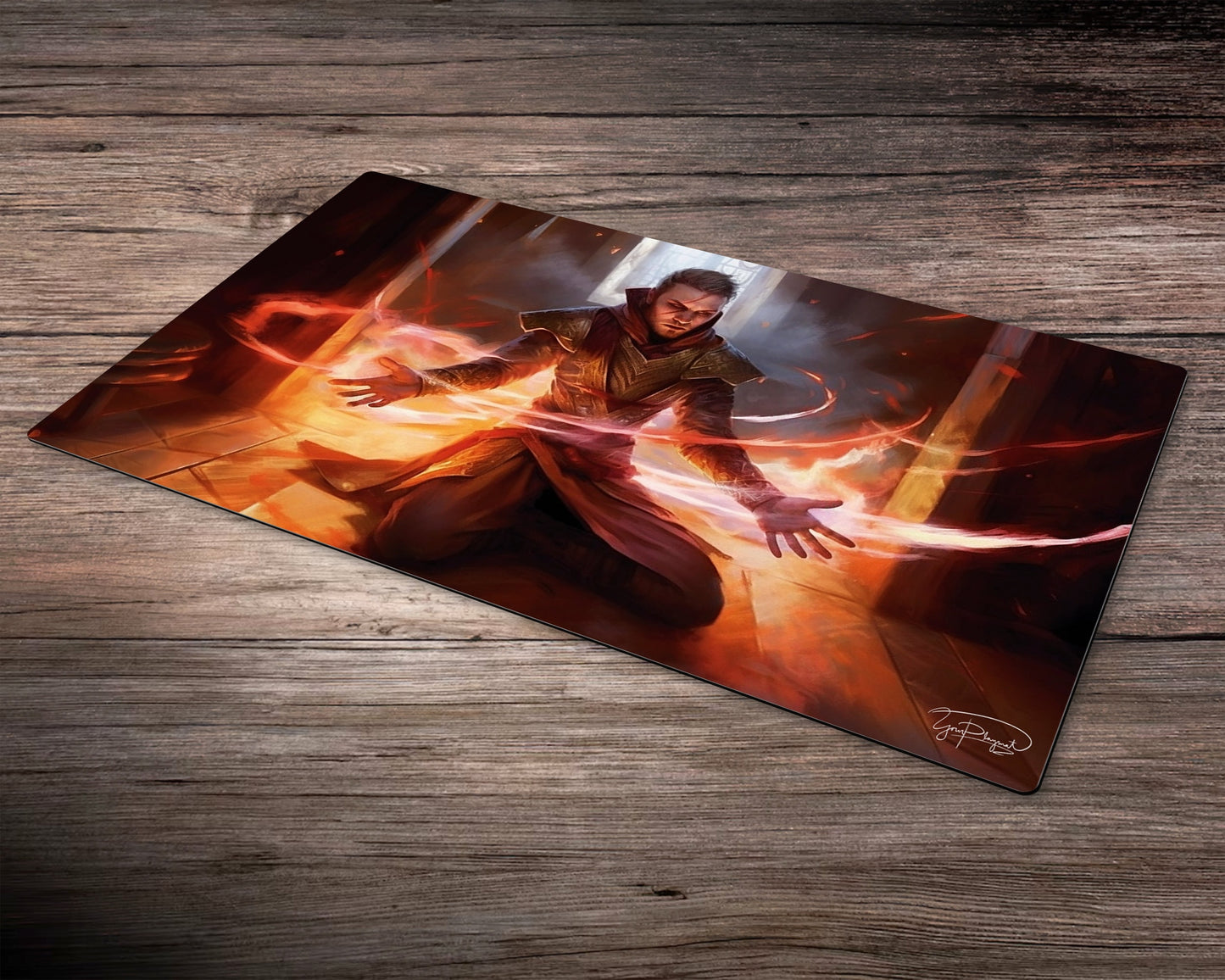 Emberbound Mage - MTG Spielmatte - 24 x 14 Zoll - MTG Geschenke - MTG Zubehör - Magie Tischmatte