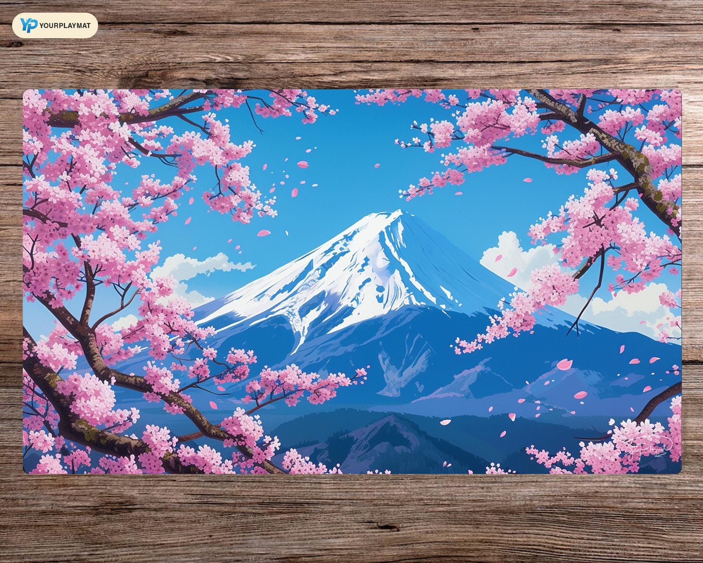 Sakura Cherry Blossom Fantasy Yu-Gi-Oh! Spielmatte – 24 x 14 Zoll TCG OCG Brettspielmatte Geschenk – Hochwertige Schreibtischunterlage für Kartenspieler und Gaming