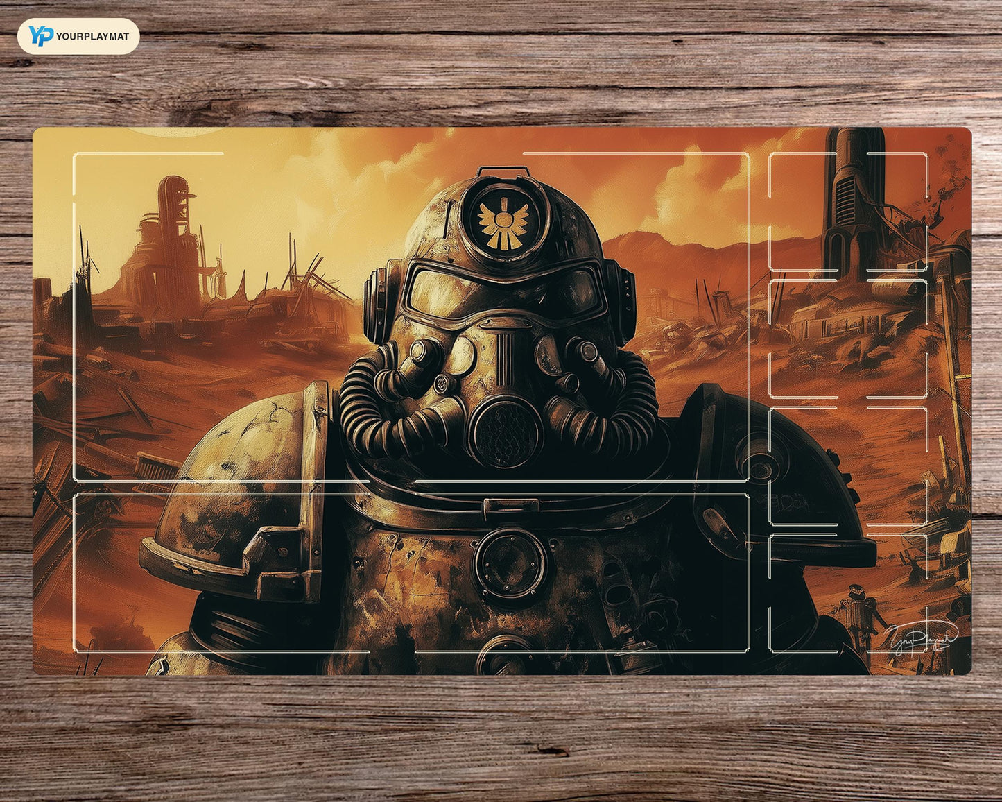 Fallout Sentinel - Hauptbildschirm - 24"x14" (600 x 350 mm) - Zoned Playmat MTG mit genähten Kanten