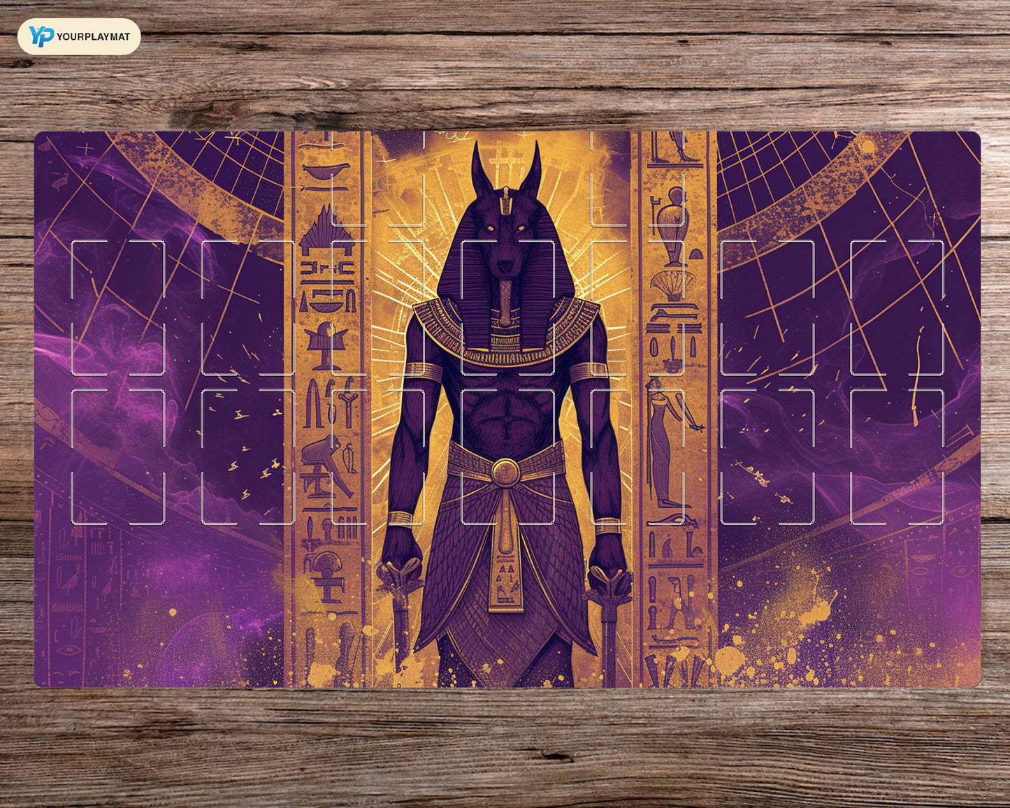 Anubis Ascendant Yu-Gi-Oh! Spielmatte – 24 x 14 Zoll TCG OCG Brettspielmatte als Geschenk – Hochwertige Schreibtischunterlage für Kartenspieler und Gaming