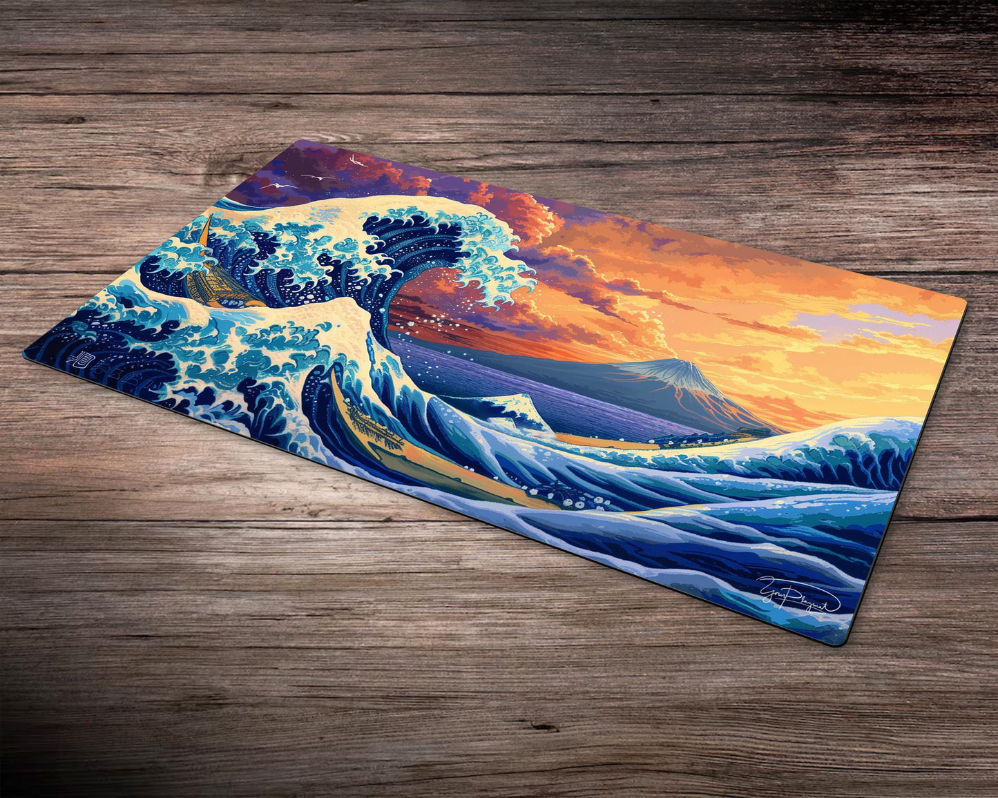 Fujiyama Sunset Wave Fantasy Yu-Gi-Oh! Spielmatte – 24 x 14 Zoll TCG OCG Brettspielmatte Geschenk – Hochwertige Schreibtischunterlage für Kartenspieler und Gaming