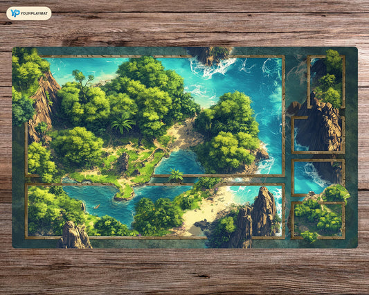 Zoned Island – 24 x 14 Zoll – Zoned Playmat MTG – Brettspielmatte für TCG – Premium-Schreibtischmatte für Kartenspieler und Gaming