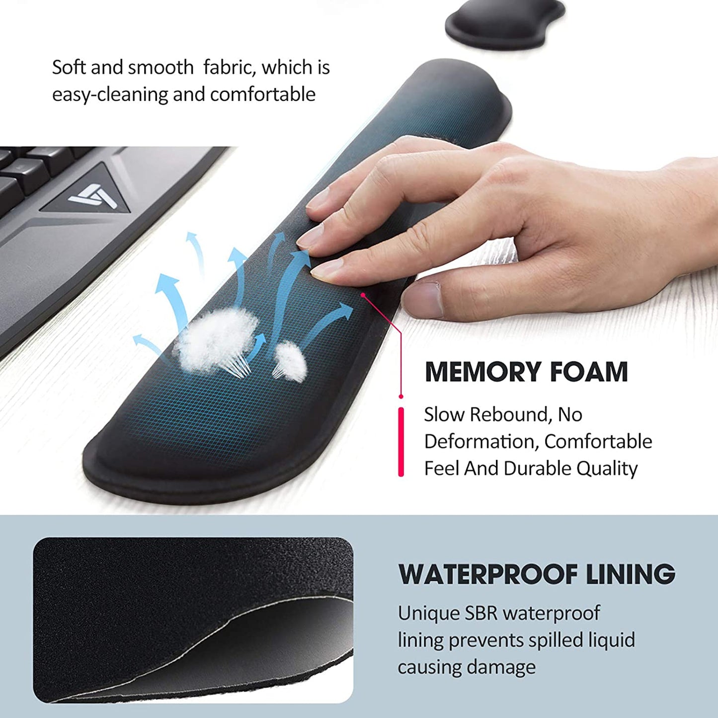 computer wrist pad with memory foam