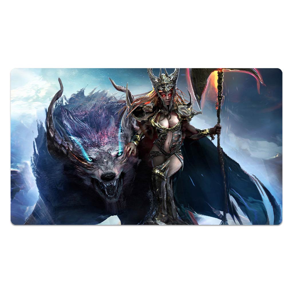 Dark Witch And Her Spirit Wolf Playmat