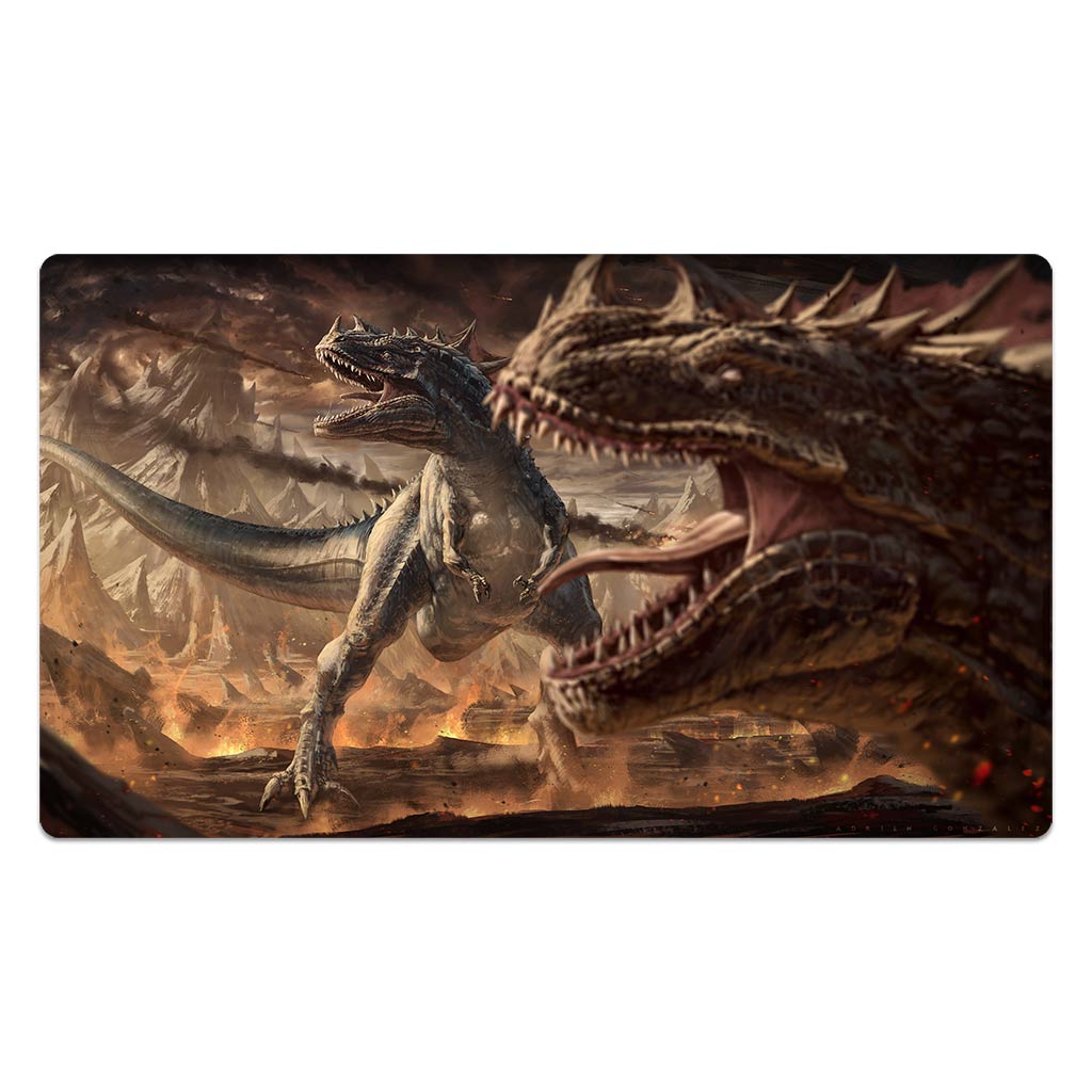 Dinosaurs In The Battlefield Playmat