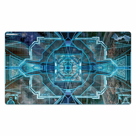 Electric Blue Mech Interface Mouse Pad