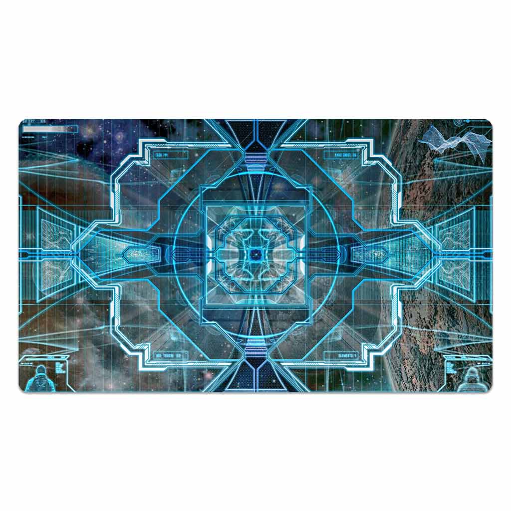 Electric Blue Mech Interface Playmat