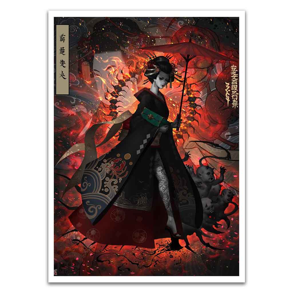 Full Leg Tattooed Geisha Card Sleeves