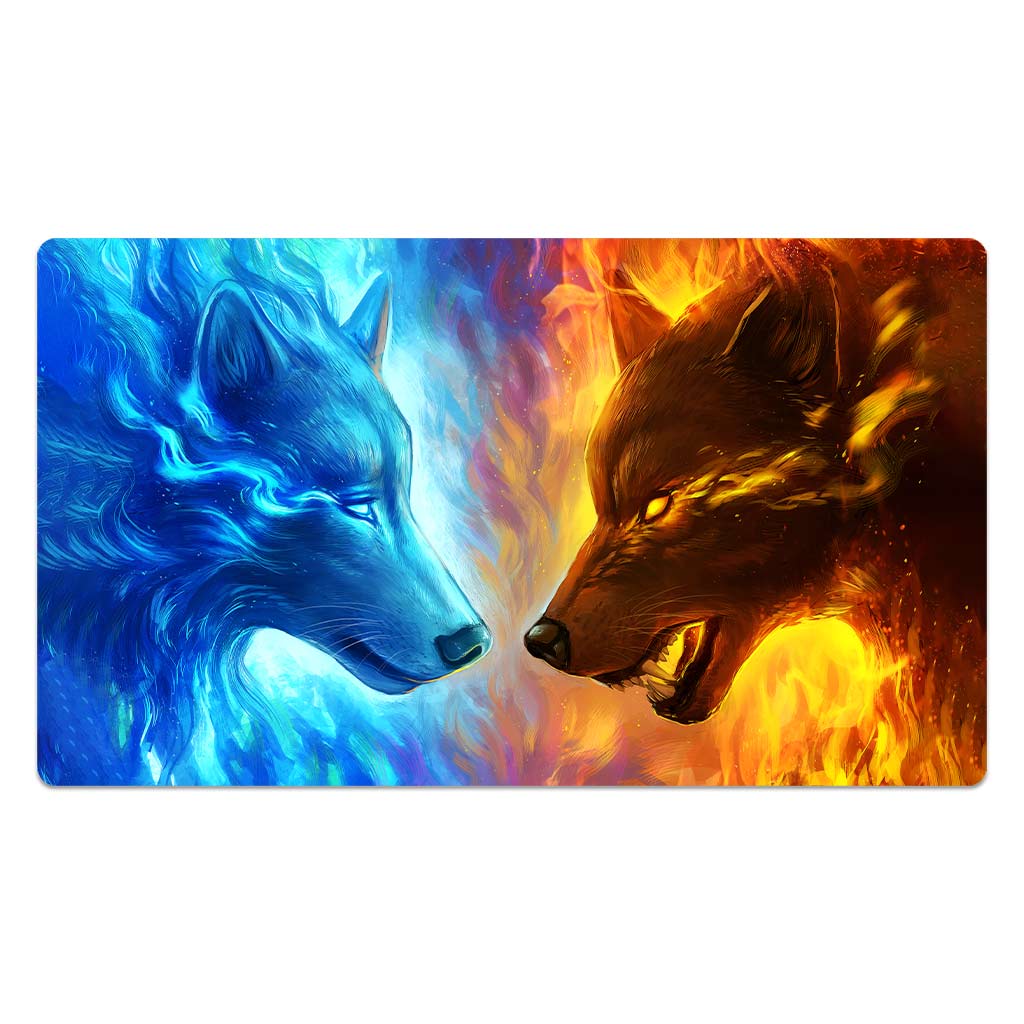 Fire And Ice Twin Foxes Mouse Pad