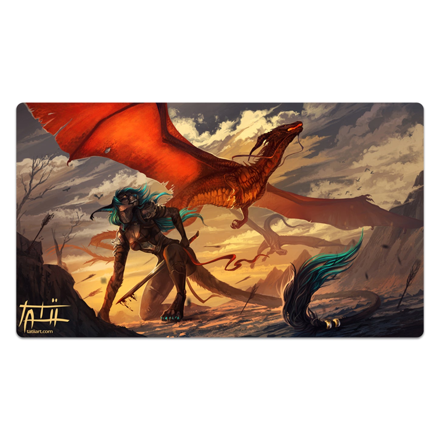 Humanoid Warrior And Her Fiery Army Mouse Pad