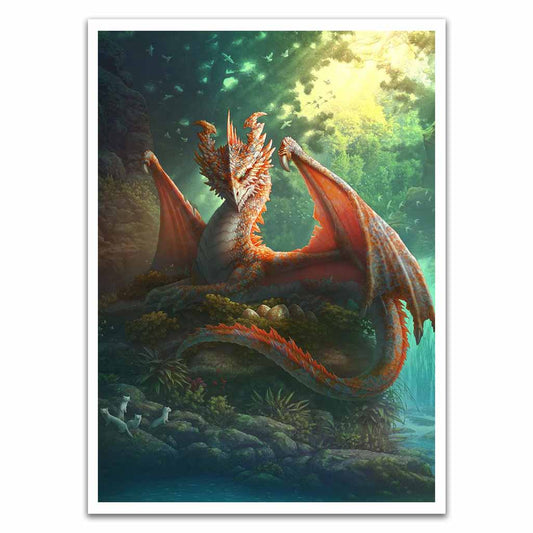 Mother Dragon Protecting Her Babies Card Sleeves