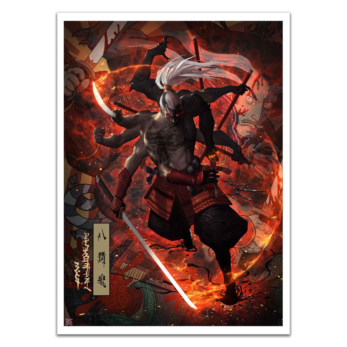 Multiple Hand Red-eyed Samurai Card Sleeves