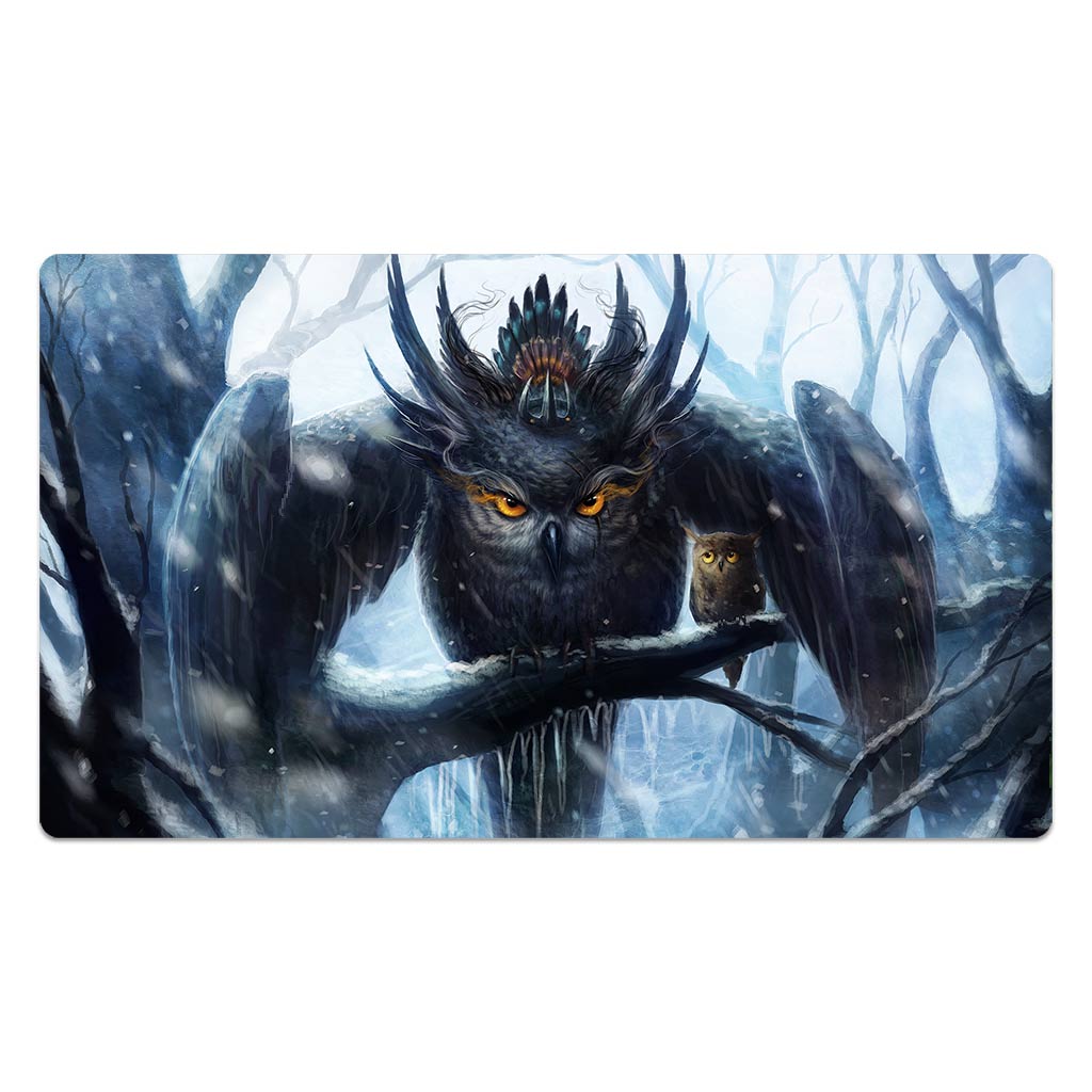 Mother Owl Protecting Her Offspring Playmat