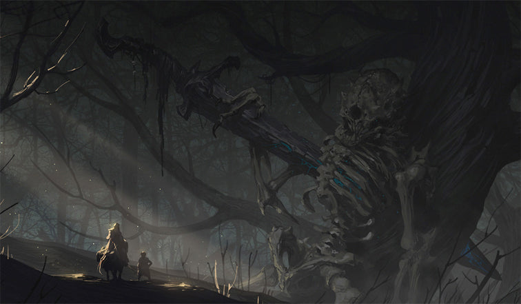 Sword Pierced Skeleton In The Woods Playmat