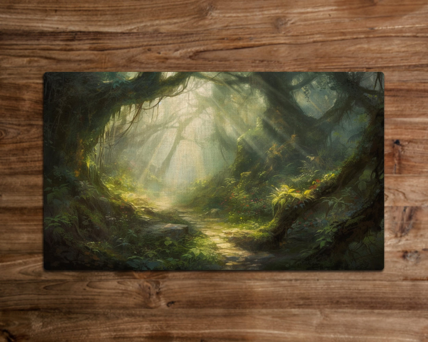 A Forest Garden of Secrets and Wanders - MTG-Spielmatte - 24 x 14 Zoll - MTG-Geschenke - Magic The Gathering-Geschenke - Genähte Spielmatte