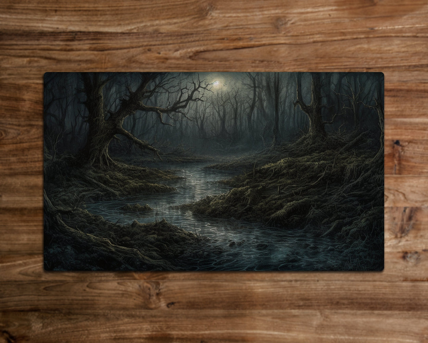 Swamp Black Waters – MTG-Spielmatte – 24 x 14 Zoll – MTG-Geschenke – Magic The Gathering-Geschenke – genähte Spielmatte