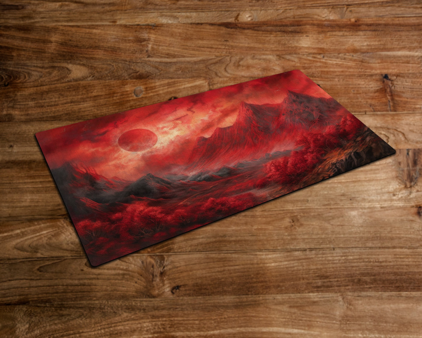 Red Mountain Peak – MTG-Spielmatte – 24 x 14 Zoll – MTG-Geschenke – Magic The Gathering-Geschenke – genähte Spielmatte