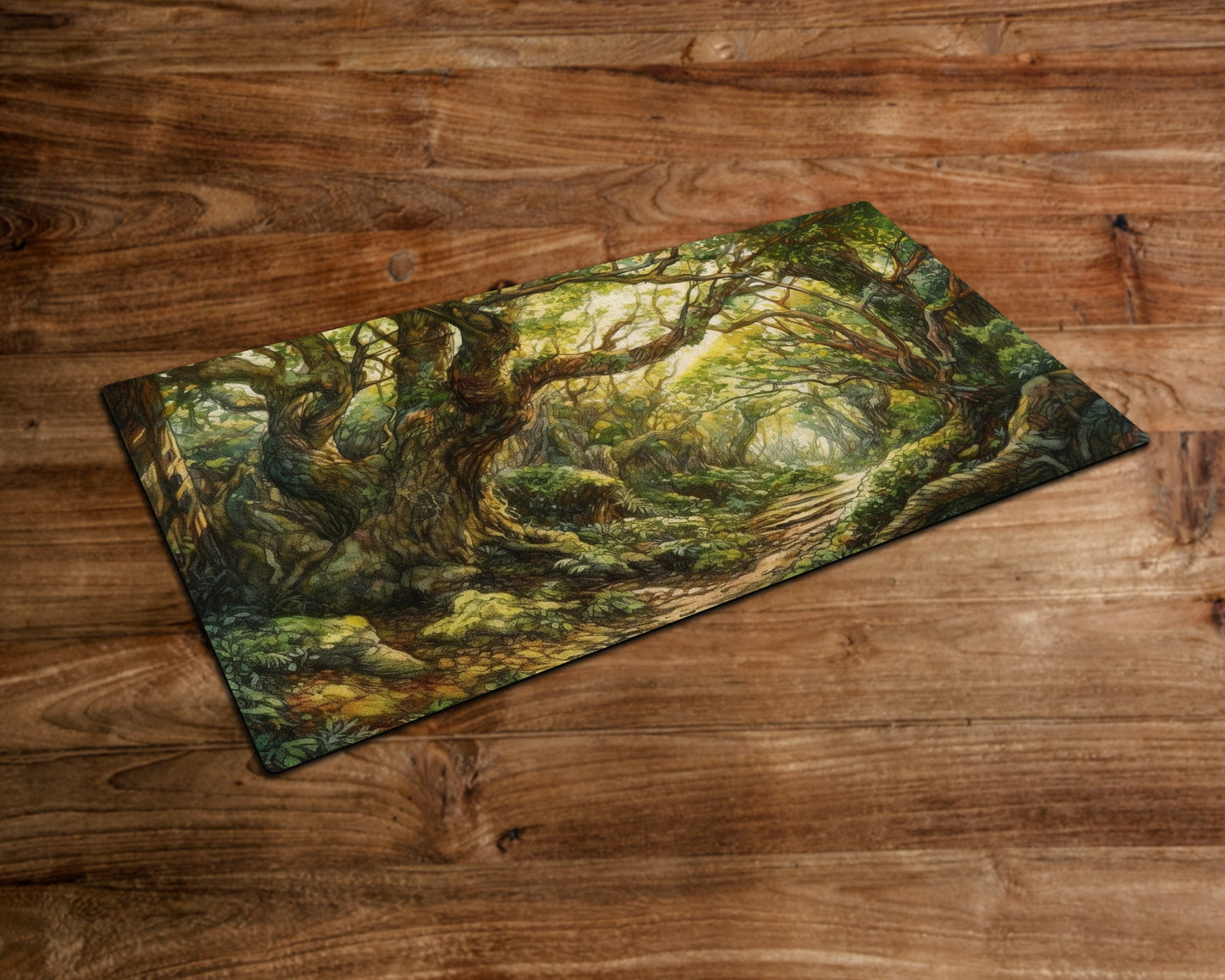 Mystic Forest Passage – MTG-Spielmatte – 24 x 14 Zoll – MTG-Geschenke – Magic The Gathering-Geschenke – Genähte Spielmatte