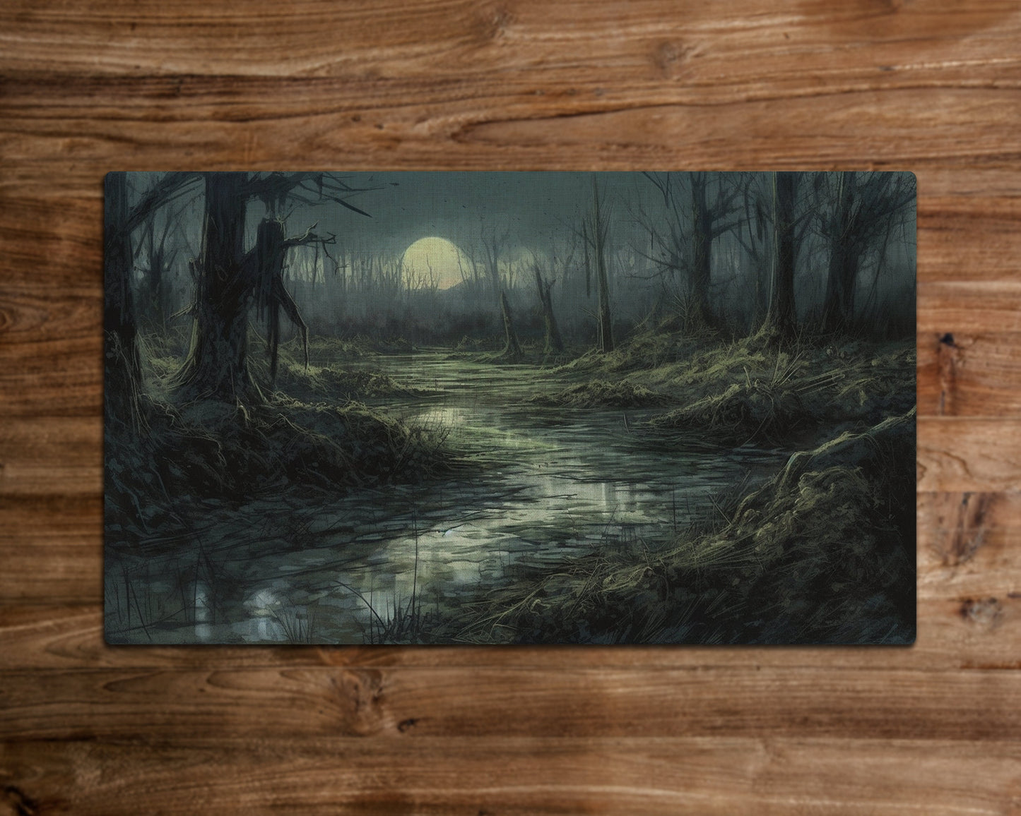 Pestilent Marshland – MTG-Spielmatte – 24 x 14 Zoll – MTG-Geschenke – Magic The Gathering-Geschenke – Genähte Spielmatte