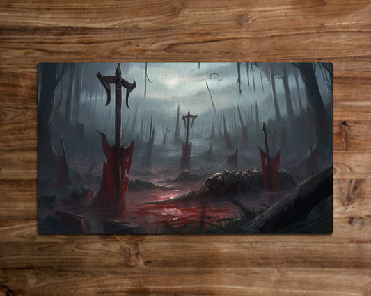 The Forgotten Battlefield – MTG-Spielmatte – 24 x 14 Zoll – MTG-Geschenke – Magic The Gathering-Geschenke – genähte Spielmatte