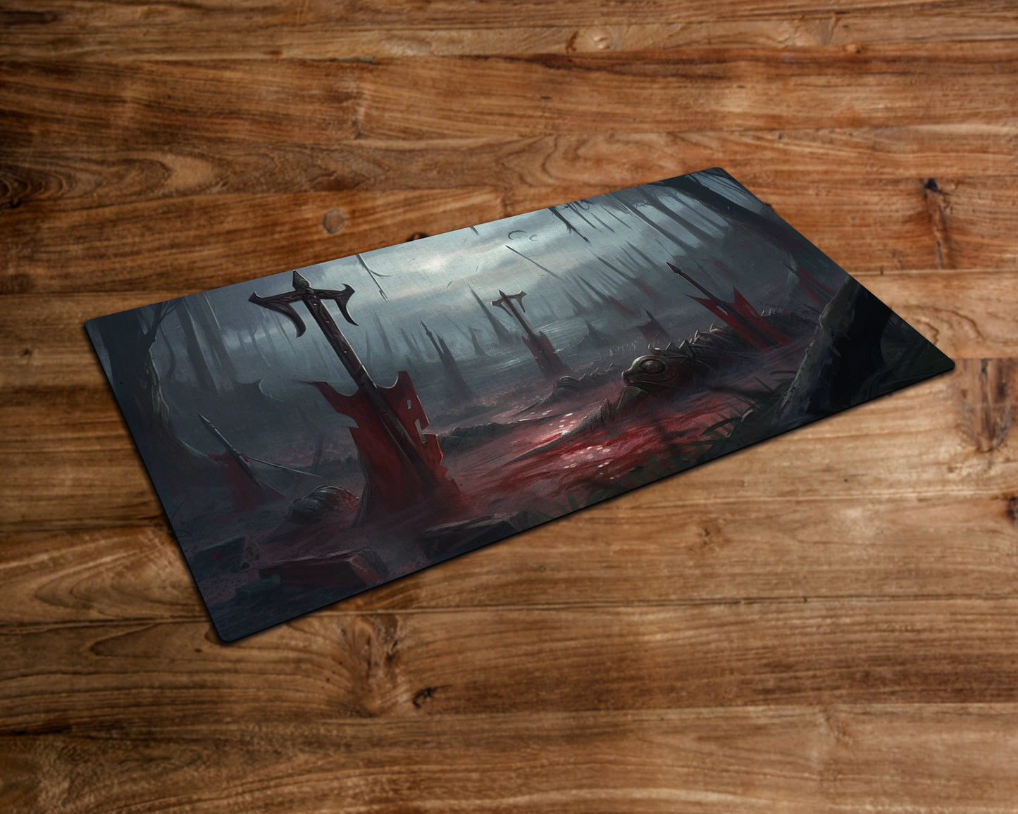 The Forgotten Battlefield – MTG-Spielmatte – 24 x 14 Zoll – MTG-Geschenke – Magic The Gathering-Geschenke – genähte Spielmatte