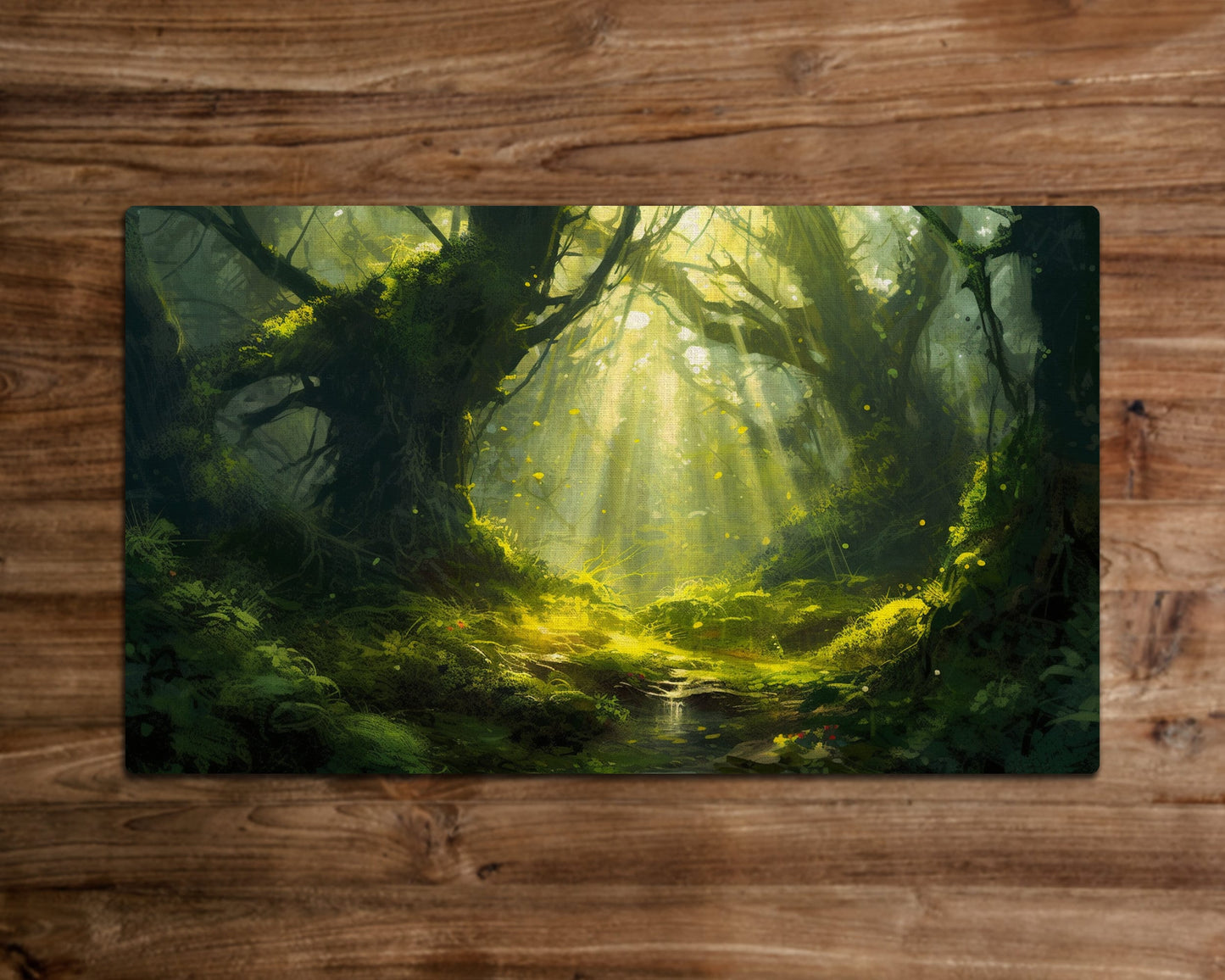 The Glowing Grove – MTG-Spielmatte – 24 x 14 Zoll – MTG-Geschenke – Magic The Gathering-Geschenke – genähte Spielmatte