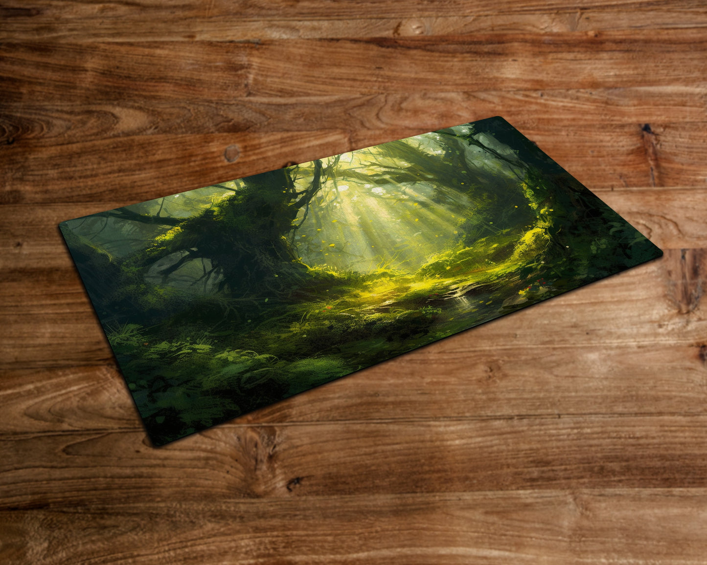 The Glowing Grove – MTG-Spielmatte – 24 x 14 Zoll – MTG-Geschenke – Magic The Gathering-Geschenke – genähte Spielmatte