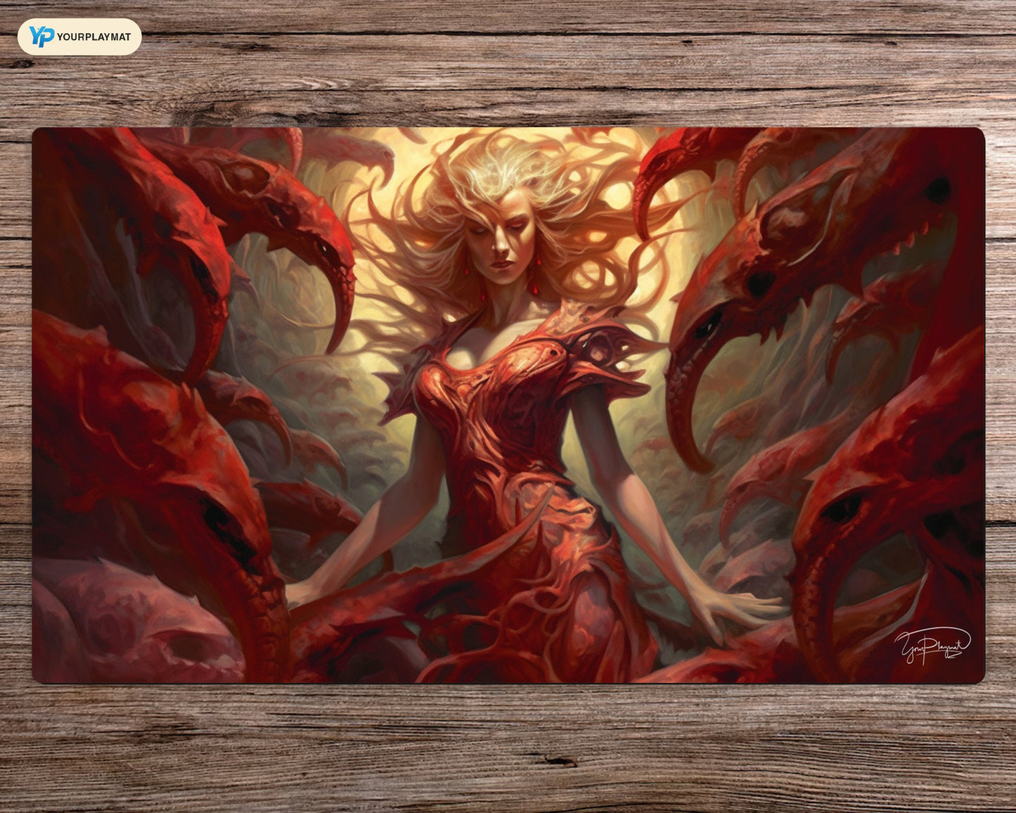 Ein monochromes Chaos in Rot und Weiß - MTG Spielmatte - 24 x 14 Zoll - MTG Geschenke - MTG Zubehör - Magie Tischmatte