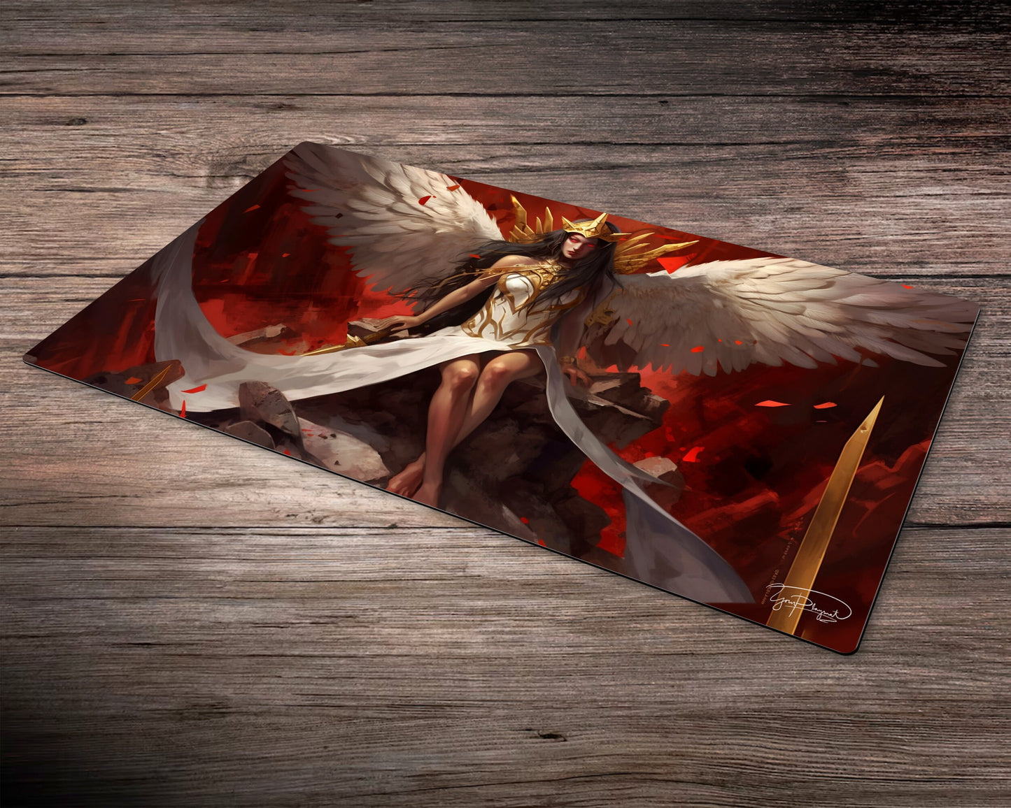 Angel Crimson Seraphim - MTG Spielmatte - 24 x 14 Zoll - MTG Geschenke - MTG Zubehör - Magie Tischmatte