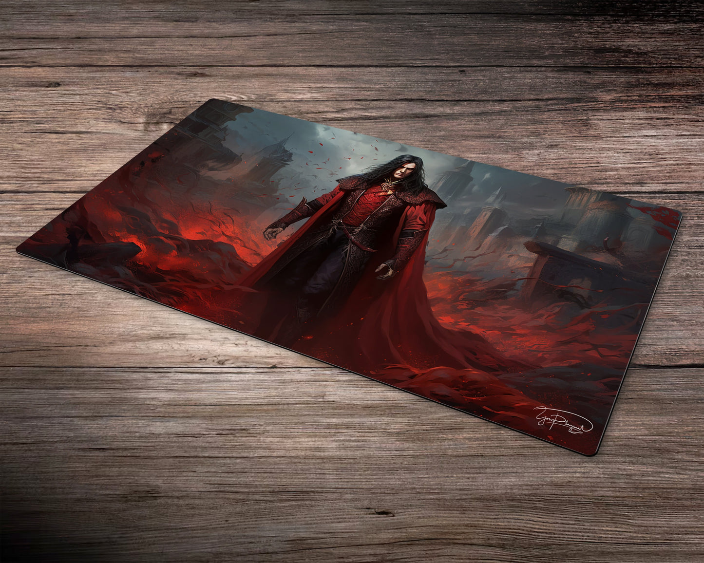 Crimson Cloaked Avenger - MTG Spielmatte - 24 x 14 Zoll - MTG Geschenke - MTG Zubehör - Magie Tischmatte