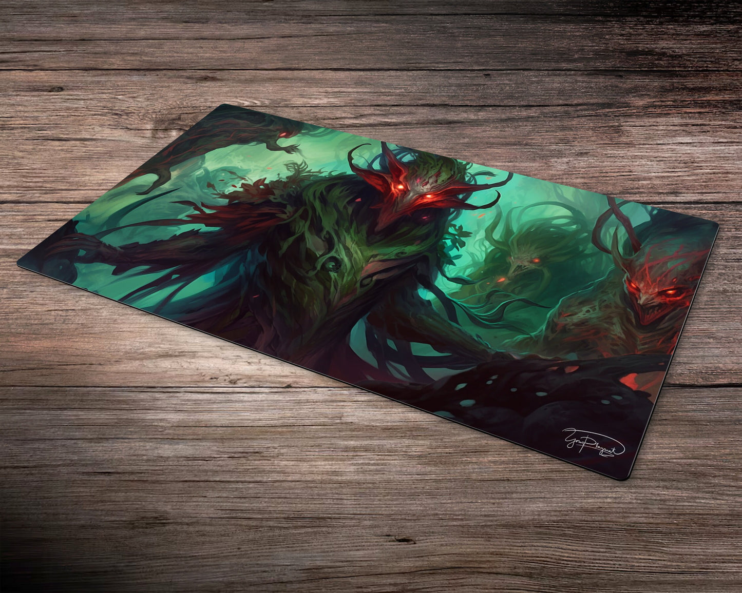 Demonic Conclave in Crimson and Green - MTG Spielmatte - 24 x 14 inches - MTG Geschenke - MTG Zubehör - Magie Tischmatte