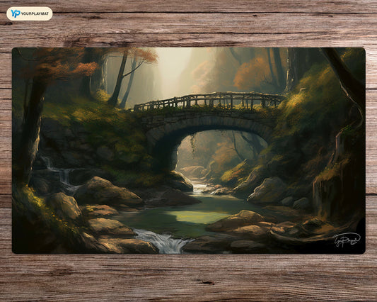 Enchanted Bridge of the Verdant Forest - MTG Spielmatte - 24 x 14 Zoll - MTG Geschenke - MTG Zubehör - Magie Tischmatte