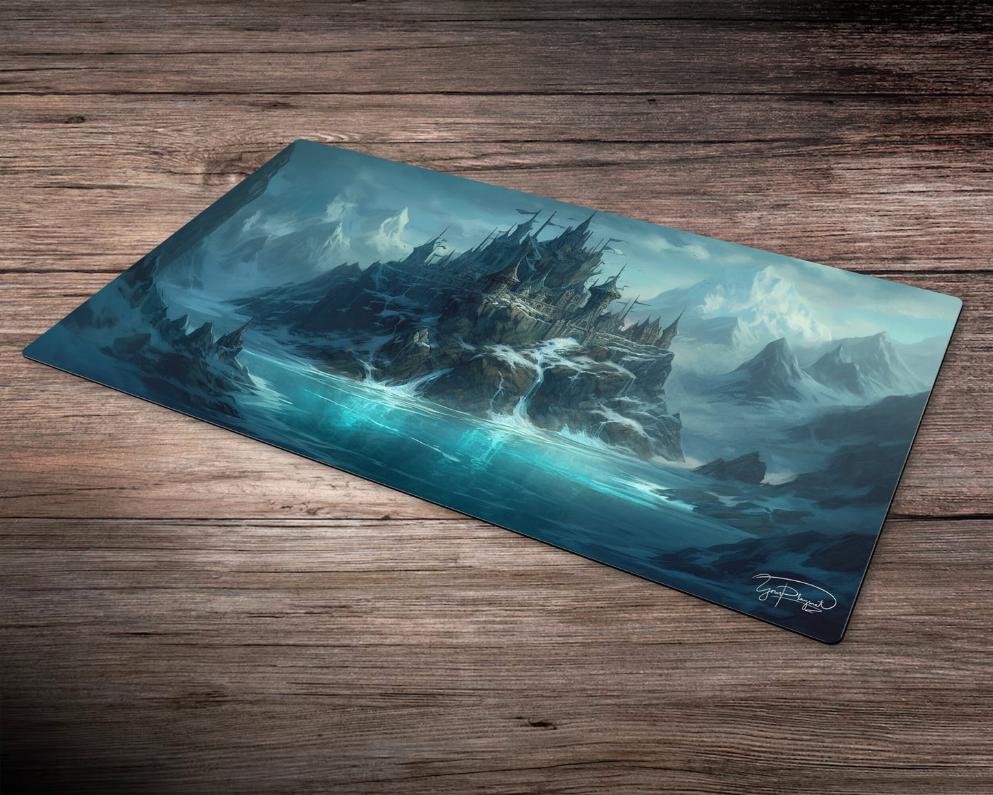 Icy Island of the Enchanted Keep - MTG Spielmatte - 24 x 14 Zoll - MTG Geschenke - MTG Zubehör - Magie Tischmatte