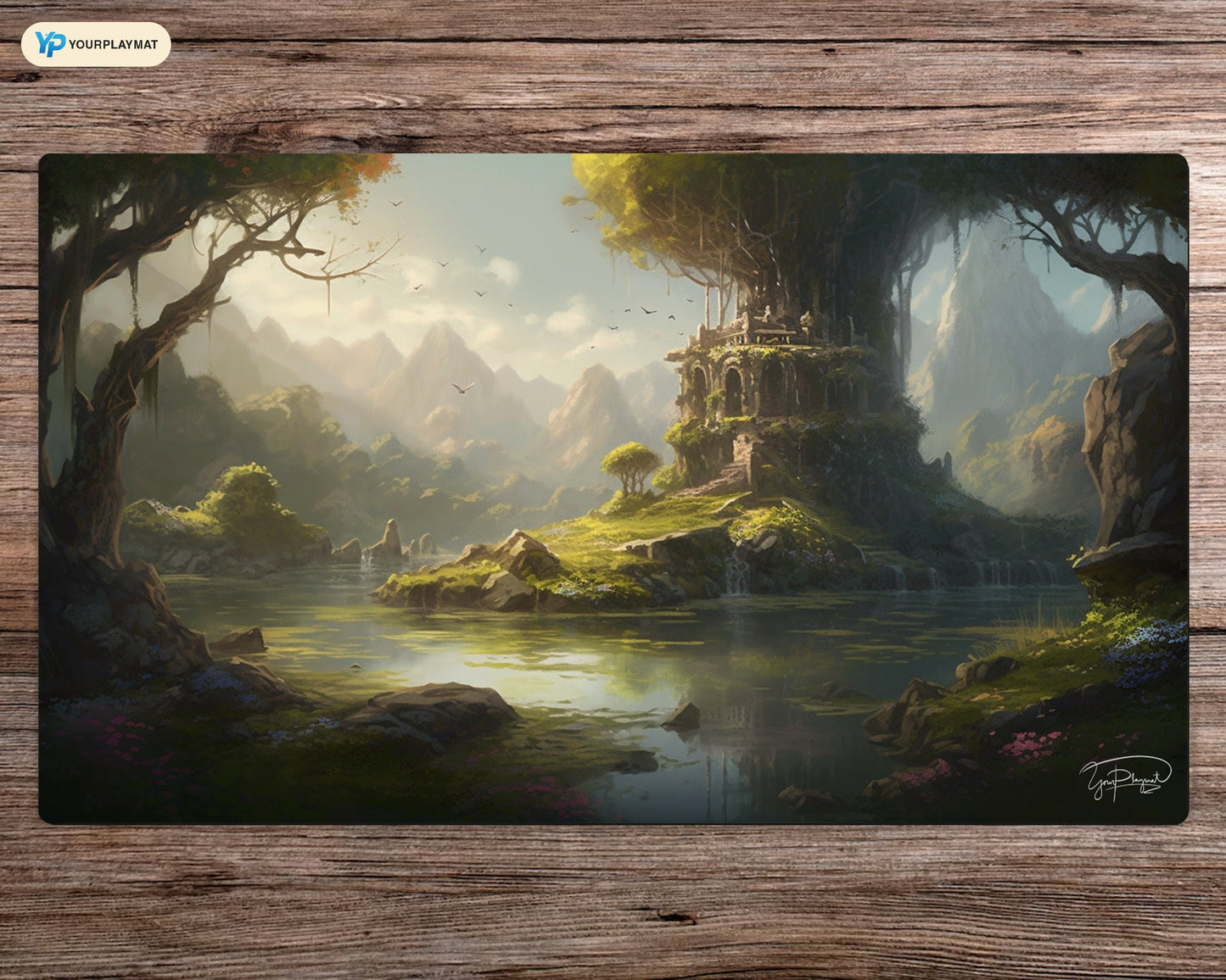 Majestic Forest Trees of Tranquil Waters - MTG Spielmatte - 24 x 14 Zoll - MTG Geschenke - MTG Zubehör - Magie Tischmatte