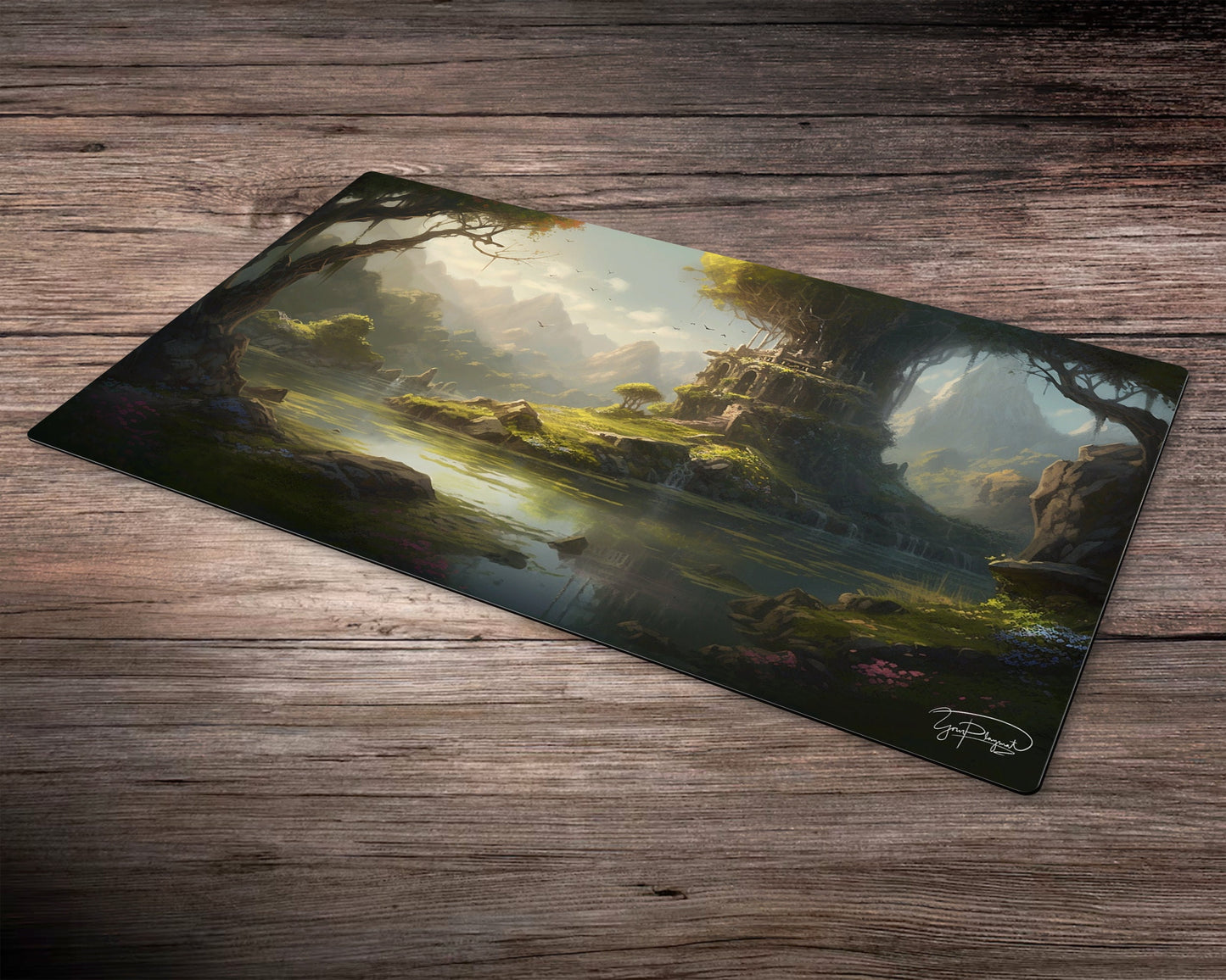 Majestic Forest Trees of Tranquil Waters - MTG Spielmatte - 24 x 14 Zoll - MTG Geschenke - MTG Zubehör - Magie Tischmatte