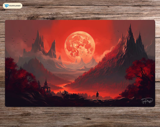 Mountain Splendor under the Blood Moon - MTG Spielmatte - 24 x 14 Zoll - MTG Geschenke - MTG Zubehör - Magie Tischmatte