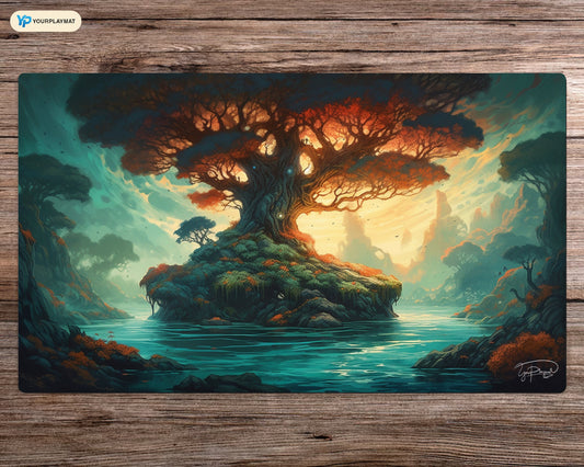 Island Arboreal Realm - MTG Spielmatte - 24 x 14 Zoll - MTG Geschenke - MTG Zubehör - Magie Tischmatte