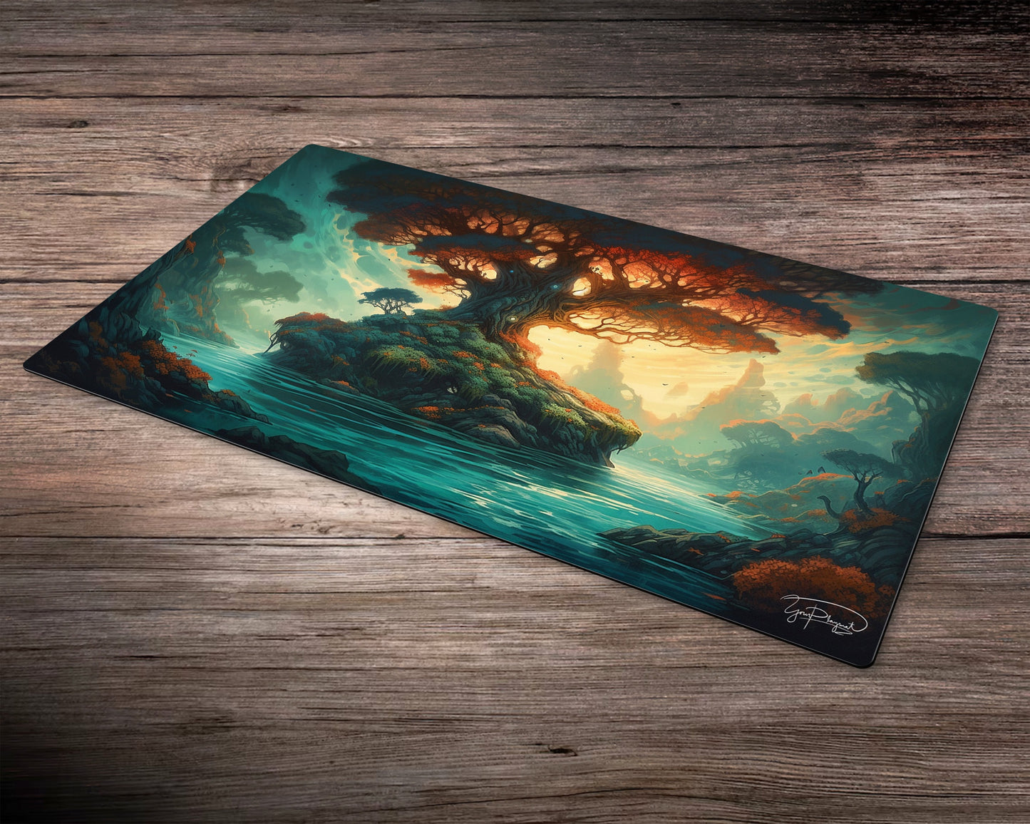 Island Arboreal Realm - MTG Spielmatte - 24 x 14 Zoll - MTG Geschenke - MTG Zubehör - Magie Tischmatte