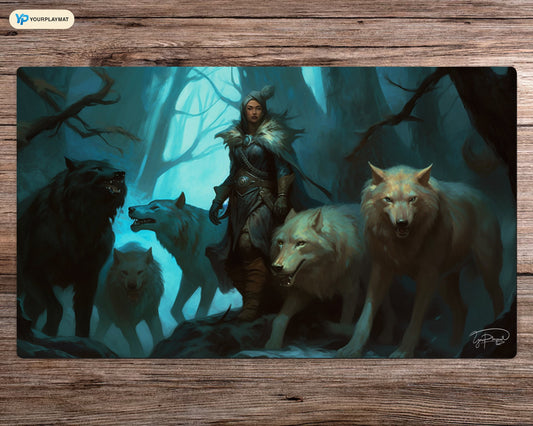 Wolf Pack Huntress - MTG Spielmatte - 24 x 14 Zoll - MTG Geschenke - MTG Zubehör - Magie Tischmatte