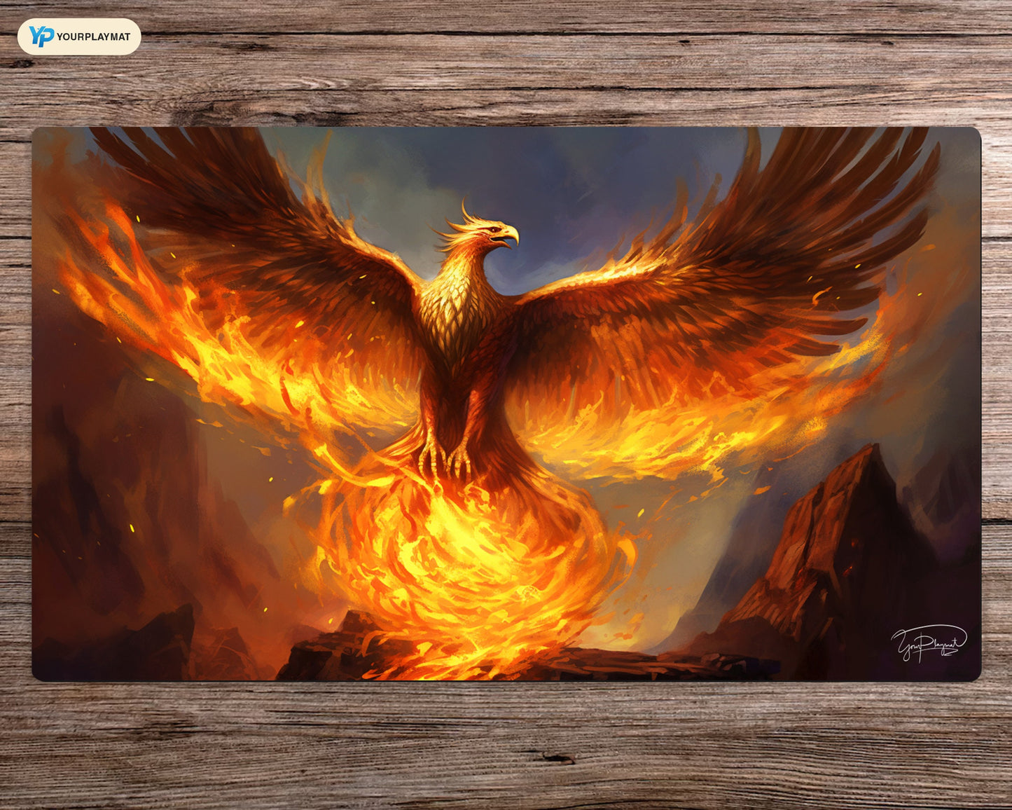 Phoenix of the Burning Sun - MTG Spielmatte - 24 x 14 Zoll - MTG Geschenke - MTG Zubehör - Magie Tischmatte