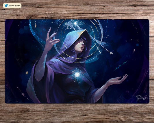 Blue Wizard's Kalligraphie - MTG Spielmatte - 24 x 14 Zoll - MTG Geschenke - MTG Zubehör - Magie Tischmatte