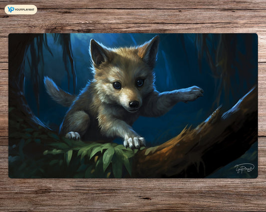 Wolf Pup Vigilance - MTG Spielmatte - 24 x 14 Zoll - MTG Geschenke - MTG Zubehör - Magie Tischmatte