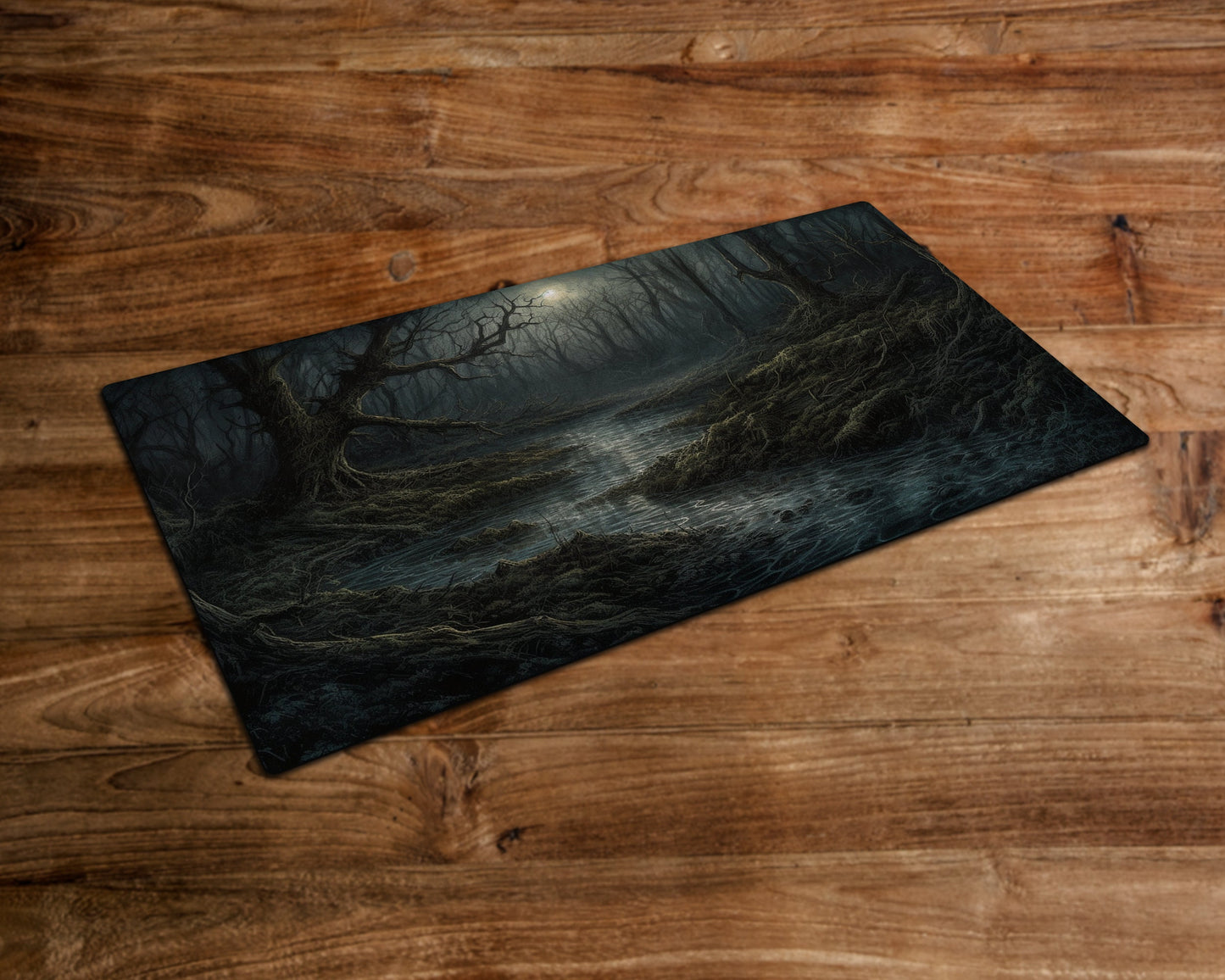 Swamp Black Waters – MTG-Spielmatte – 24 x 14 Zoll – MTG-Geschenke – Magic The Gathering-Geschenke – genähte Spielmatte