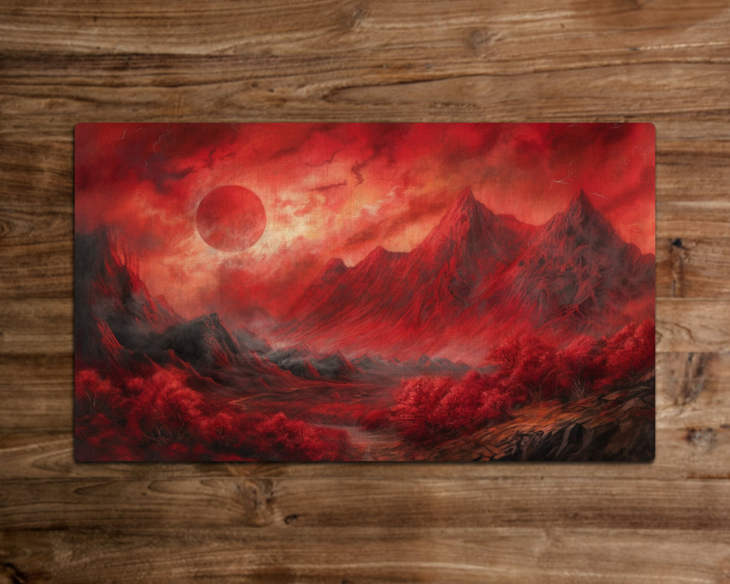 Red Mountain Peak – MTG-Spielmatte – 24 x 14 Zoll – MTG-Geschenke – Magic The Gathering-Geschenke – genähte Spielmatte