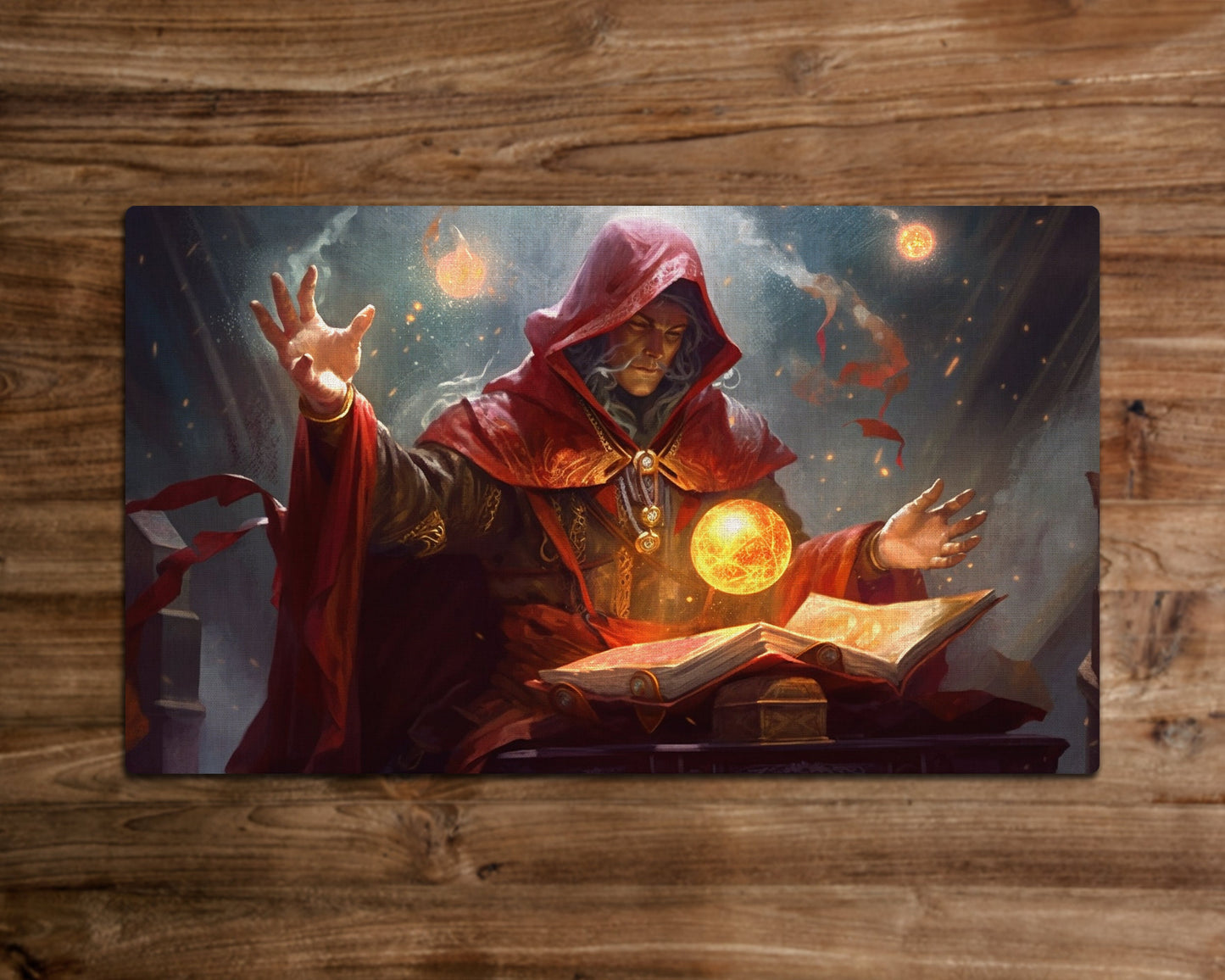 Magus of the Crimson Tome - MTG-Spielmatte - 24 x 14 Zoll - Spielmatte für TCG - handgefertigt